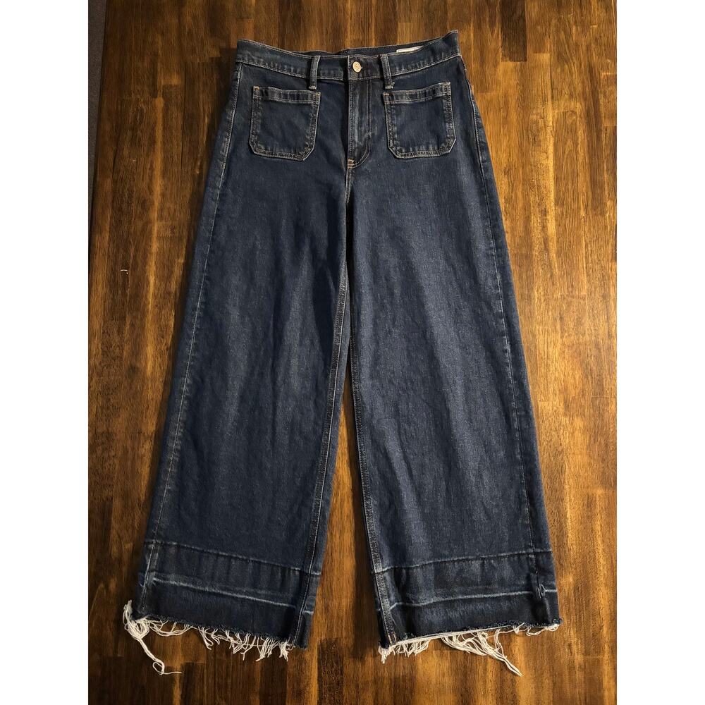 Gap Women’s 8 Jeans 30 x 27 Stride Ankle High Rise Wide Leg Denim Raw Hems